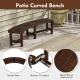 Tangkula Patio Curved Bench Set of 2, Carbonized Wood Dining Bench, Spacious & Slatted Seat, 710 LBS Max Load, 2-Person Wood Fire Pit Bench for Backyard, Garden, Porch Tangkula