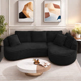 Trygoal Modern Curved L-Shape Sectional Sofa, Luxury Oversized Upholstered Sofa with Deep Seat, Comfy Sleeper Couch with Left Chaise Lounge, Boneless Cloud Curved Couch for Living Room, Black Trygoal