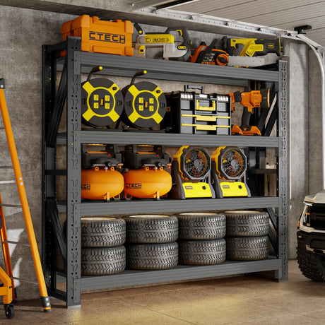 IYANEN 60" W Storage Shelves Heavy Duty, 4 Tier Metal Garage Shelving Units, 5000LBS Heavy Duty Adjustable Shelf, Garage Storage Rack, Industrial Shelving for Shop, Warehouse,60" W x 24" D x 79" H IYANEN