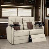 Qualitex De Leon RV Loveseat, Ultimate Leather, Heat and Massage, Power Recline, Bisque and Light Antelope Qualitex