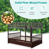 MAT EXPERT Bunk Bed with Trundle, Pine Wood Full Over Full Bunk Beds Frame with Full-Length Guardrails & Ladder, Detachable Bunk Beds Twin Over Full Size for Adults, Teens, Kids (Espresso) MAT EXPERT