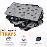 Lavievert Jigsaw Puzzle Board with 8 Sorting Trays & Cover, Portable Puzzle Mat, Lightweight Felt Puzzle Plateau for Adults, Large Puzzle Table Storage Holder for Up to 1500 Pieces - Light Gray LAVIEVERT