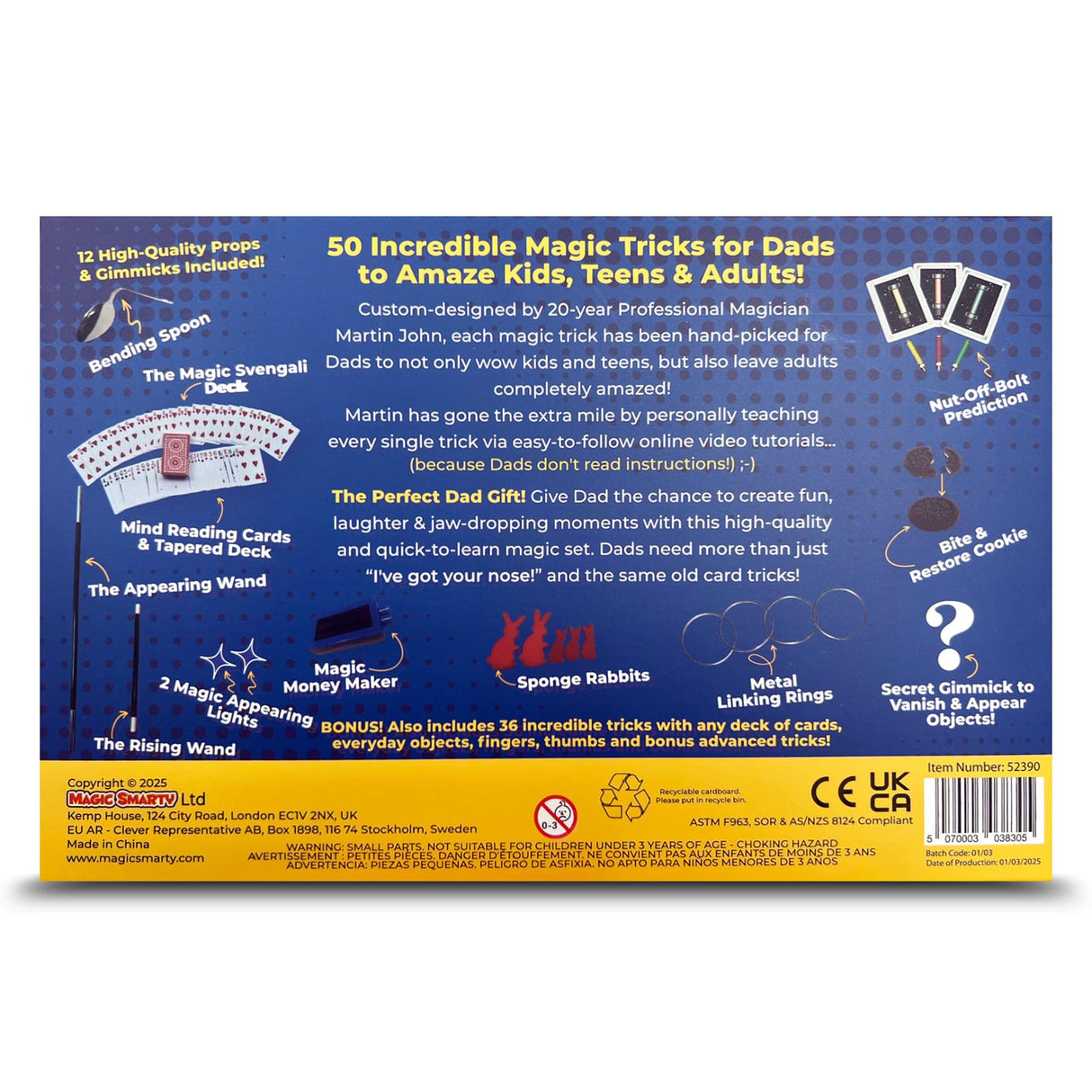 Dad’s Magic Set – 50 Awesome Tricks for Dad to Amaze The Family – Video Tutorials Included - Taught by 20-Year Pro Magician Martin John - A Great Fun Dad Gift Magic Smarty