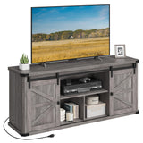 VASAGLE TV Stand for TVs up to 65 Inches, Farmhouse Entertainment Center with Sliding Barn Doors, TV Console Table for Living Room, Misty Gray ULTV324G68 VASAGLE