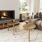 Nathan James Kendall Round Modern Nesting Coffee Set of 2, Stacking Living Room Accent Tables, Light Brown Nathan James
