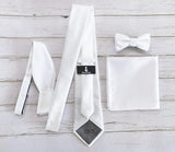 KissTies 4PCS Ties For Men White Solid Tie Wedding Neckties + 1 Gift Box KissTies