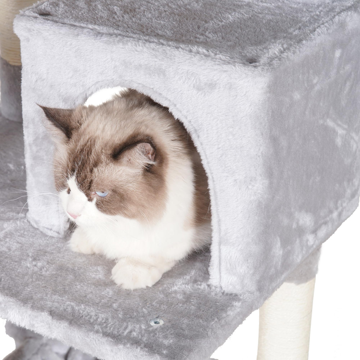 Heybly Cat Tree, 73 inches Tall Cat Tower for Large Cats 20 lbs Heavy Duty for Indoor Cats,Big Cat Furniture Condo for with Padded Plush Perch, Cozy Basket and Scratching Posts Light Gray HCT030W Heybly