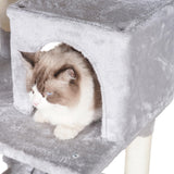 Heybly Cat Tree, 73 inches Tall Cat Tower for Large Cats 20 lbs Heavy Duty for Indoor Cats,Big Cat Furniture Condo for with Padded Plush Perch, Cozy Basket and Scratching Posts Light Gray HCT030W Heybly