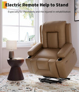 GarveeHome Electric Lift Recliner Chair - Heat and Massage, PU Leather Power Lift Recliner for Elderly & Mobility Impaired, Adjustable Back and Legs, Heavy Duty Lift Chair for Seniors GarveeHome