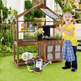 Costzon Mud Kitchen, Outdoor Play Kitchen with Canopy, Chalkboard, Stoves, Removable Sink, Cooking Accessories and Storage, Wooden Kids Kitchen Playset, Mud Kitchen for Kids Outdoor Costzon