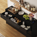 Halitaa Black TV Stand, Storage Cabinet with 9 Drawers for Bedroom Modern Large High Gloss Cabinet for Living Room Office(63" W) Halitaa