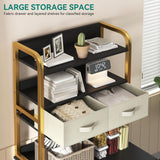 YITAHOME 27" Cat Litter Box Enclosure with Storage Shelves, Large Hidden Cat Litter Box Furniture with 2 Drawers & Soft Cusion, Wooden Hidden Cat Cabinet Washroom Corner, Black YITAHOME