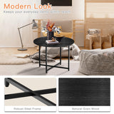 FAMIDGE Coffee Table, 23.6" Coffee Tables for Living Room, Round Coffee Table with Metal Frame, Floor Table for Sitting on The Floor, Home, Office, Black FAMIDGE