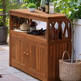 Flamaker Outdoor Storage Cabinet Weatherproof Acacia Wood Outdoor Cabinet with 2 Magnetic Doors Used for Outdoor Storage, Buffet Cabinet, TV Stand, Bar Table, Potting Table (Brown) Flamaker