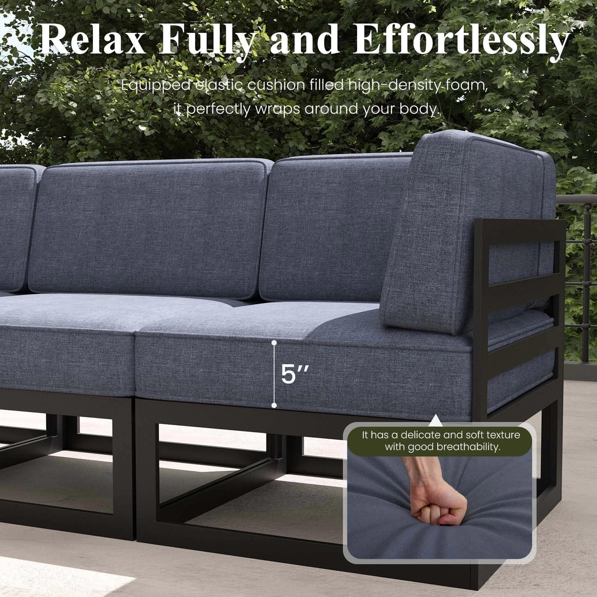 LayinSun Large Aluminum Patio Furniture Set, 9 Pieces Modern Outdoor Conversation Set Sectional Metal Sofa Set with Olefin Cushion LayinSun