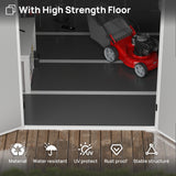 VONZOY Outdoor Resin Storage Shed, 5x3FT Plastic Storage Sheds with Floor, Lockable Door, Window, Waterproof Tool Sheds & Outdoor Storage Outside for Bike, Garbage Can,Garden, Grey White VONZOY