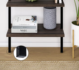 Nathan James Theo 5-Shelf Wood Modern Bookcase, Open Wall Mount Ladder Bookshelf with Industrial Metal Frame, Dark Brown Nutmeg/Black Nathan James