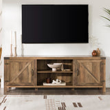 Walker Edison Georgetown Modern Farmhouse Double Barn Door TV Stand for TVs up to 80 Inches, 70 Inch, Rustic Oak, Without Fireplace, 15.75 x 70 x 24 inches Walker Edison