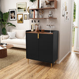ARTPOWER Sideboard Buffet Cabinet with Fluted Texture, Modern Coffee Bar Cabinet with Wine Rack&Drawers, Black Liquor Cabinet for Kitchen Dining Room, Living Room ARTPOWER