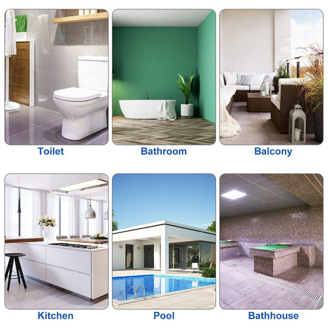 12 Pack 12" x 12" Interlocking Rubber Bathroom Flooring Tiles Non-Slip Splicing Waterproof Mat Modular Interlocking Cushion Mat for Drain, Deck, Pool, Patio, Balcony, Shower, Kitchen, Yard (Gray) FengWu