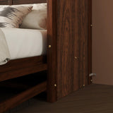 LUMISOL Murphy Bed Queen Size, Hidden Wall Bed Frame with Desk, Solid Wood Cabinet Bed Frame with Gas Struts, No Box Spring Needed, Walnut LUMISOL