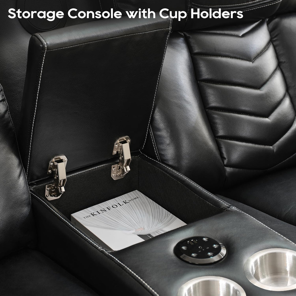 Manual Recliner Sofa Set 3 Piece with Wireless Charger for Living Room,Leather 3 Seater Reclining Couch with Bass Speaker and Loveseat Theater Seating,Home Electric Recliner Chair with LED Light,Black Comfort Stretch