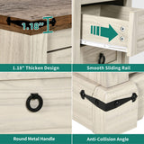 YITAHOME Farmhouse 3-Drawer Nightstand with Built-in USB Charging Ports, Open Shelf Storage Cabinet End Table for Sofa & Bed, Off-White & Walnut Grain Finish YITAHOME