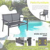 Shintenchi 4 Pieces Patio Furniture Set All Weather Textile Fabric Outdoor Conversation Set, with Glass Coffee Table, Loveseat, 2 Single Chairs for Home, Garden, Lawn, Porch（Gray） Shintenchi