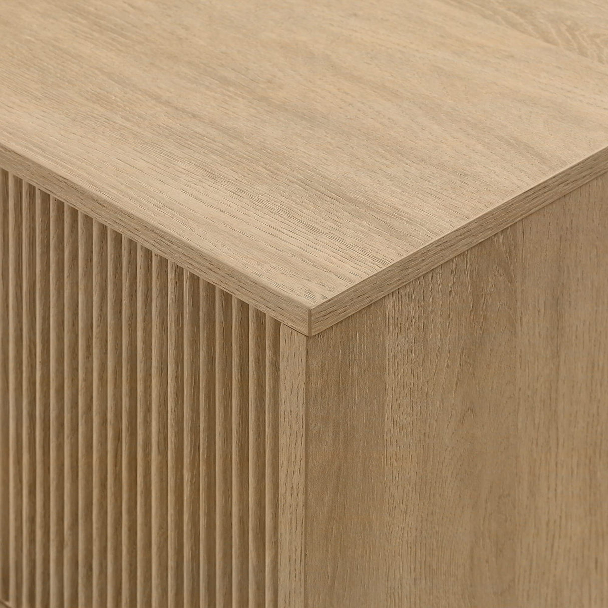 Walker Edison Walton Modern Fluted-Door Low Stand for TVs up to 65 Inches, 58 Inch, Coastal Oak Walker Edison