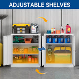 Metal Garage Storage Cabinet with Doors and Shelves，36" Metal Cabinet with Lock,Metal Storage Cabinet for Office,Home,Garage,Gym,School and Tool Rooms-White(Required-Assembly) Kooyon