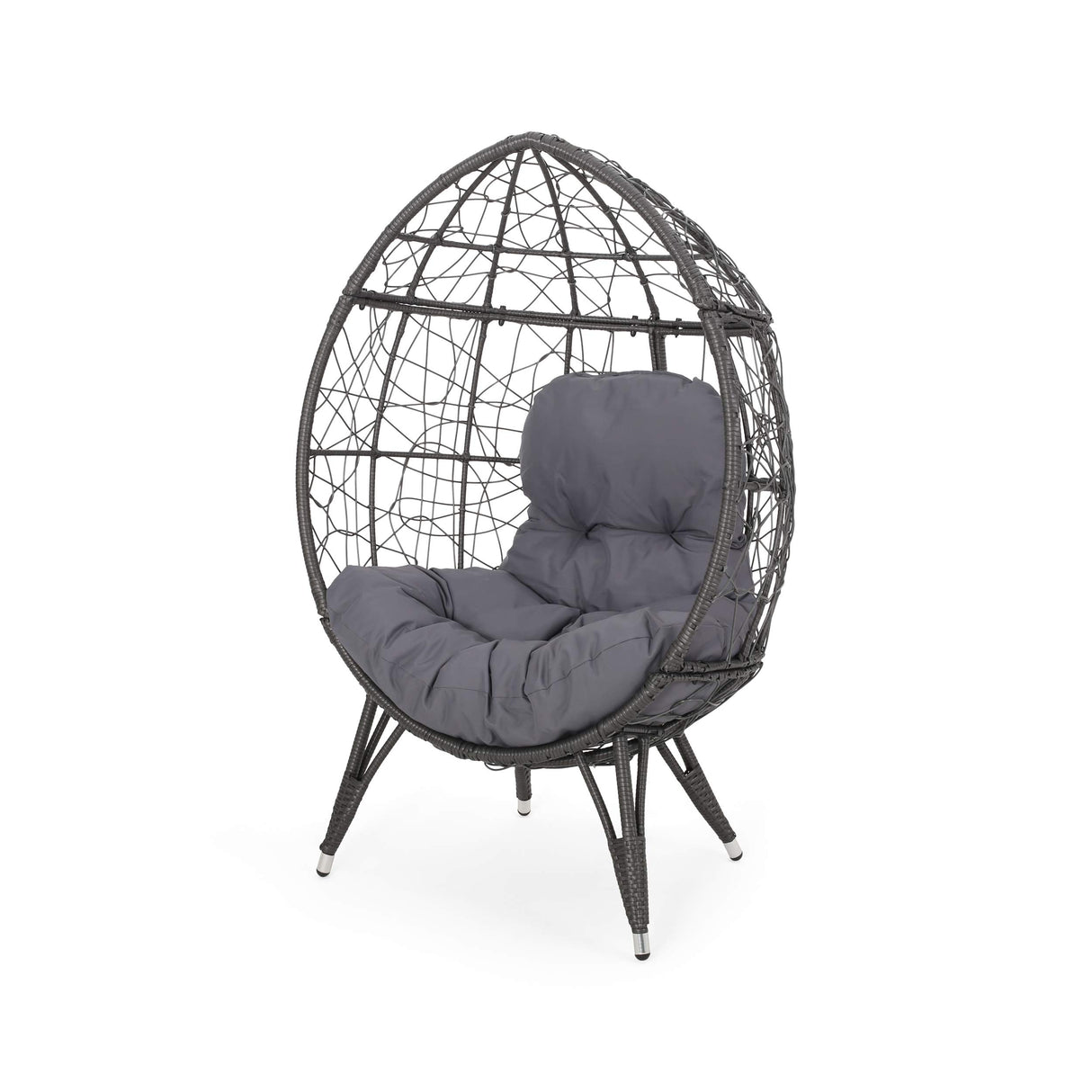 GDFStudio Valerie Outdoor Wicker Swing Chair with Cushion, Gray and Dark Gray GDFStudio