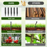 Besitu 16 inches Ground Rebar Stakes (16 pcs) Heavy Duty Metal Spikes for Concrete Timber Garden Plant, Long Straight Steel Stakes for Tent, 3/8" Thickness Ground Anchors with Chisel Point End, Black Besitu