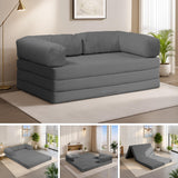 5-in-1 Convertible Sofa Bed Queen,Tri-Fold Mattress with Removable L-Shaped Armrests,Corduroy Boneless Couch Floor Sofa Futon Couch Sleeper with Pull Out Bed for Living Room Bedroom Apartment feliz home