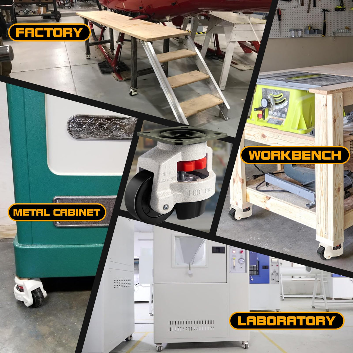 Leveling Casters Retractable Heavy Duty of 440 Lbs Set of 4,Height Adjustable Machine Leveling Feet Plate Castors for Workbench, Heavy Furniture,Machine Equipment(1.5 INCH) QIDSJCCBD