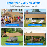 Carport 12x20 Heavy Duty Portable Garage,Galvanized Frame Carport Canopy,Portable Garages and Shelters with 8 Leg&4 Wind Rope,Car Tent Garage with All-Season Tarp for Truck Boat,Without Sidewall BUPPLEE
