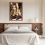 SENQAO Framed Paint by Numbers Kit for Adults Beginners with Wooden Easel, Christmas Candles Easy Paint by Number Kit with Frame, Watercolor Adult Paint by Number Framed Canvas 7.8x11.8inch SENQAO