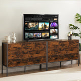 Lyromix Wood Rustic Dresser with 7 Drawers, Wide 48'' Brown TV Stand for Bedroom, Modern Storage Dresser Organizer for Bedroom Living Room, 48.5"x15.7"x31" Lyromix