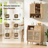 INNOD Bathroom Storage Cabinet, Medicine Cabinet with Adjustable Wood Shelf & Doors, Over The Toilet Storage Cabinet for Laundry Room & Kitchen & Living Room (Natural Oak) INNOD