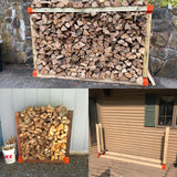 Firewood Log Storage Rack Bracket Kit with Screws Steel Fireplace Wood Storage Holder Outdoor Indoor - Adjustable to Any Length, Rust Proof, Heavy Duty (2 Brackets Kits and 2 Connectors) Homydom