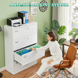 Letaya 4 Drawer File Cabinet with Lock, Metal Lateral Filing Cabinet Wide Office Organization Storage for Home Office Hanging Letter/Legal/F4/A4 (White-Requires Installation) Letaya