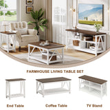 ChooChoo Farmhouse TV Stand for TVs up to 55 Inch, Modern Entertainment Center with 4 Open Shelves & Built-in Cable Holes, Media TV Console for Living Room, Bedroom, White ChooChoo