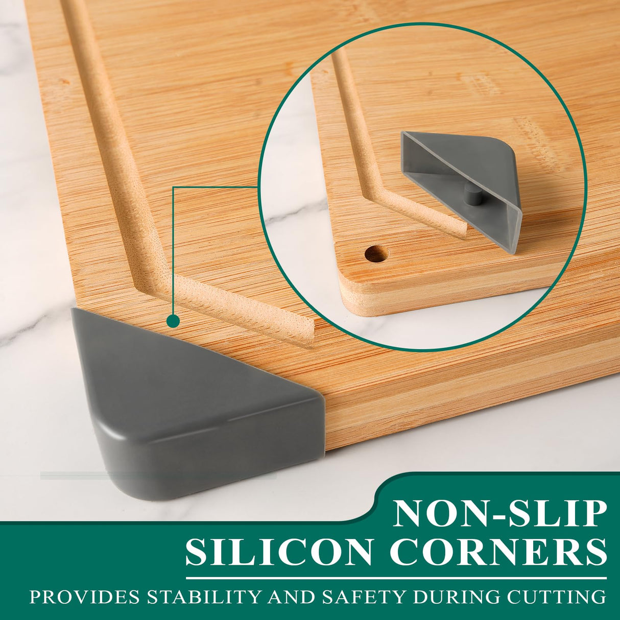 Bamboo Cutting Board, Empune Wood Cutting Boards for Kitchen with Non-slip Rubber Feet Wooden Chopping Board for Meat and Vegetables, XL Empune