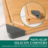 Bamboo Cutting Board, Empune Wood Cutting Boards for Kitchen with Non-slip Rubber Feet Wooden Chopping Board for Meat and Vegetables, XL Empune