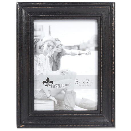Lawrence 746557 5-Inch W x 7-Inch H Durham Weathered Black Wood Picture Frame Lawrence Frames