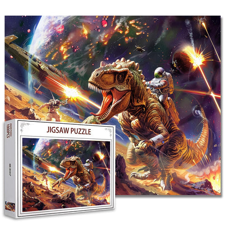 Dinosaur Jigsaw Puzzles 1000 Pieces for Adults, Families (Fierce Animal,Flame,Fighter,Astronaut,Universe, Pieces Fit Together Perfectly 19.7''x27.6''inch Performance Frameable Wildlife Puzzle Art TUMOVO