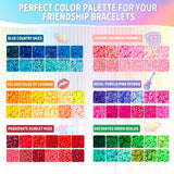 Goldwise Friendship Bracelet Kit 4 Boxes-13056 Pcs 72 Colors Bracelet Making Kits with Clay Beads, 7200 Pcs Glass Seed Beads and 3 Styles Letter Beads with Charms for Bracelet Making Gift Goldwise