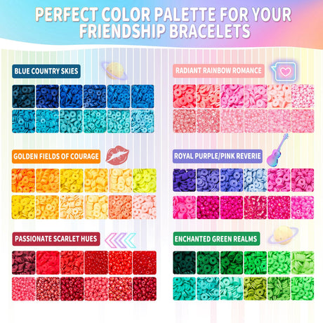 Goldwise Friendship Bracelet Kit 4 Boxes-13056 Pcs 72 Colors Bracelet Making Kits with Clay Beads, 7200 Pcs Glass Seed Beads and 3 Styles Letter Beads with Charms for Bracelet Making Gift Goldwise
