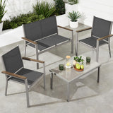 Best Choice Products 4-Piece Outdoor Textilene Patio Conversation Set, Backyard Furniture w/Loveseat, Coffee Table, Steel Frame - Taupe/Charcoal Best Choice Products