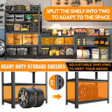 78''H Garage Shelving Heavy Duty Garage Storage Shelves, 3000 LBS Adjustable 5 Tier Industrial Shelving Unit, Metal Utility Shelf for Basement, Warehouse and Workshop (78''Hx36''Wx16''D, Black) ErgoNova