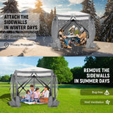 COBIZI 10x10ft Pop up Gazebo Screen House for Camping, Pop-up Camping Canopy Tent with Sidewalls,Portable Outdoor Quick-Set Hub Tent with Carrying Bag&Ground Stakes,Gray(Upgraded 2.0) COBIZI